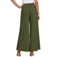 thumbnail image 3 of Yifymode Wide Leg Pants for Women High Wasited Baggy Palazzo Pants Casual Pull On Bell Bottom Smocked Elastic Waist Pants,Green M, 3 of 5