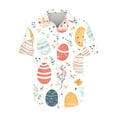 thumbnail image 4 of VBTAPA Men's Easter Shirts Egg Hunt Bunny Print Button Up Hawaiian Shirt Novelty Holiday Party Shirts Sales of the Day Multicolor XXXL, 4 of 6