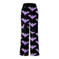 thumbnail image 5 of TTUHYWXI Halloween Pajama Pants Women Stretch Wide Leg Pj Pants High Waisted Cute Pumpkin Skull Ghost Print Pjs Palazzo Pants (Dark Purple, S), 5 of 6