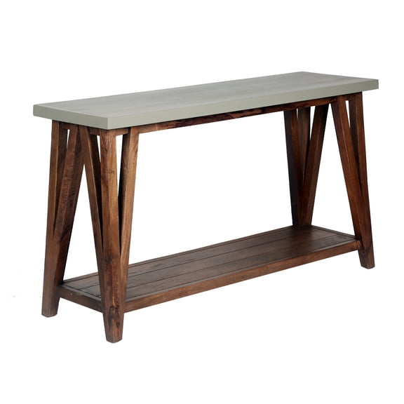 Alaterre Furniture Brookside 52" W Wood and Concrete-Coated Top Wood Console/Media Table