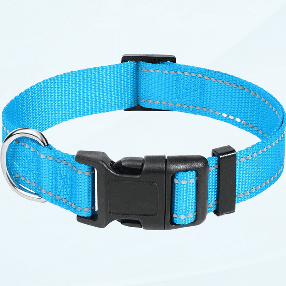 Reflective Adjustable Dog Collars for Puppy Small Medium Large Dogs, Thin Nylon Webbing and Quick Release Plastic Buckle(Aqua Blue,XSmall)
