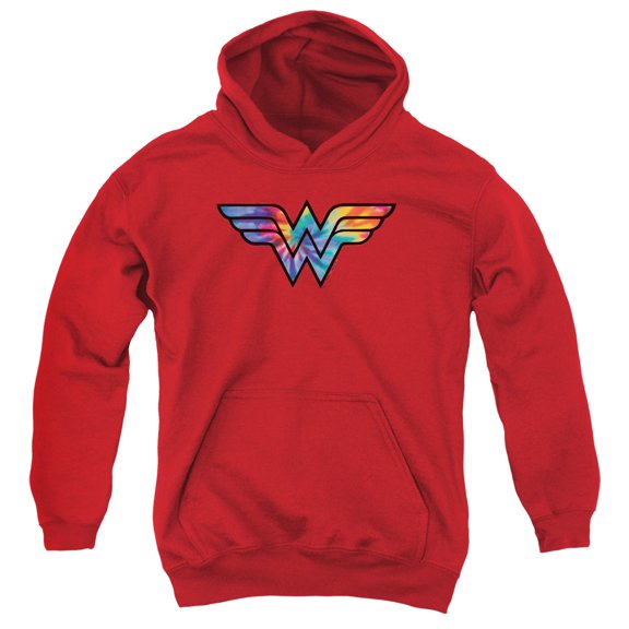 Wonder Woman - Wonder Woman Tie Dye Logo - Youth Hooded Sweatshirt - Large