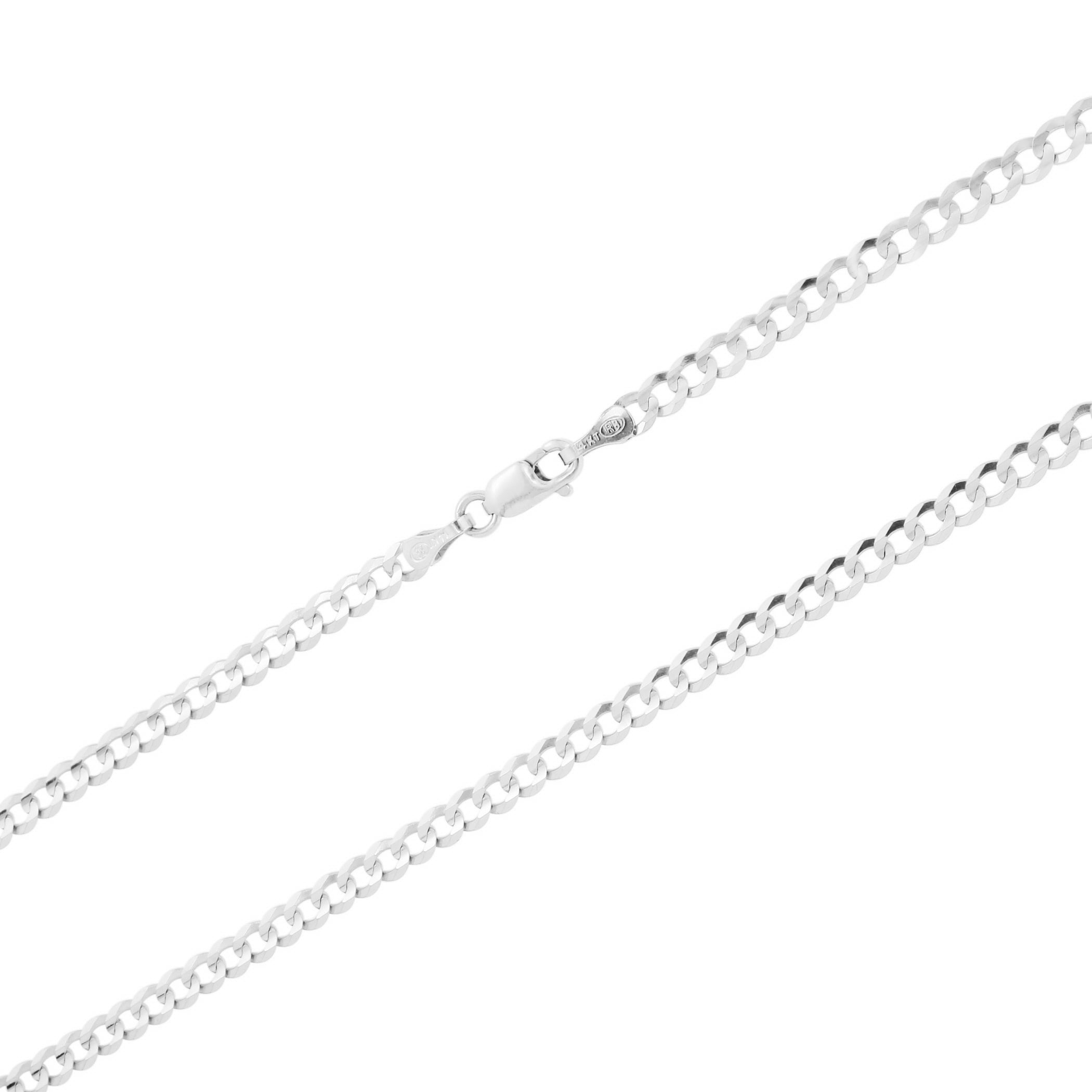 Nuragold 14k White Gold 3mm Solid Cuban 