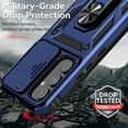 thumbnail image 3 of JTCASES for Samsung Galaxy A34 5G Case, Heavy Duty Protection Magnetic Car Mount Rotating Stand [Slide Camera Window] Rugged Shockproof Anti-fall Shell for Samsung A34 5G, Blue, 3 of 9
