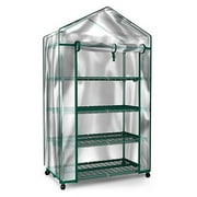 Rolling Portable Greenhouse with Cover and 4 Shelves Indoor Outdoor
