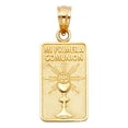 thumbnail image 3 of Wellingsale 14K Yellow Gold Polished Milgrain Religious Communion "Mi Primera Comunion" Charm Pendant, 3 of 6