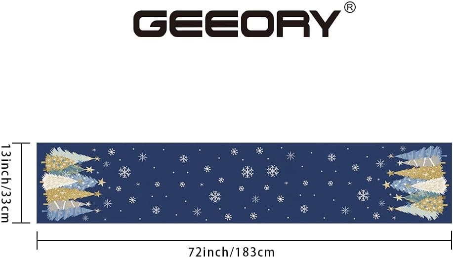 Christmas Table Runner 13x72 Inch, Xmas Trees Snowflakes Winter Holiday Decorative Farmhouse Table Decorations for Kitchen Dinning, Indoor Outdoor Dinner Party Decor