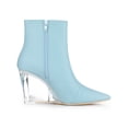 thumbnail image 3 of BLISSFUL STEP Women's Ankle Boots Clear Heel Pointed Toe Wedge Heels Faux Leather Booties Sky Blue 10, 3 of 7