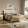 thumbnail image 2 of LuxenHome Quilted Upholstered Headboard with Rubberwood Frame Platform Bed, Queen, 2 of 11