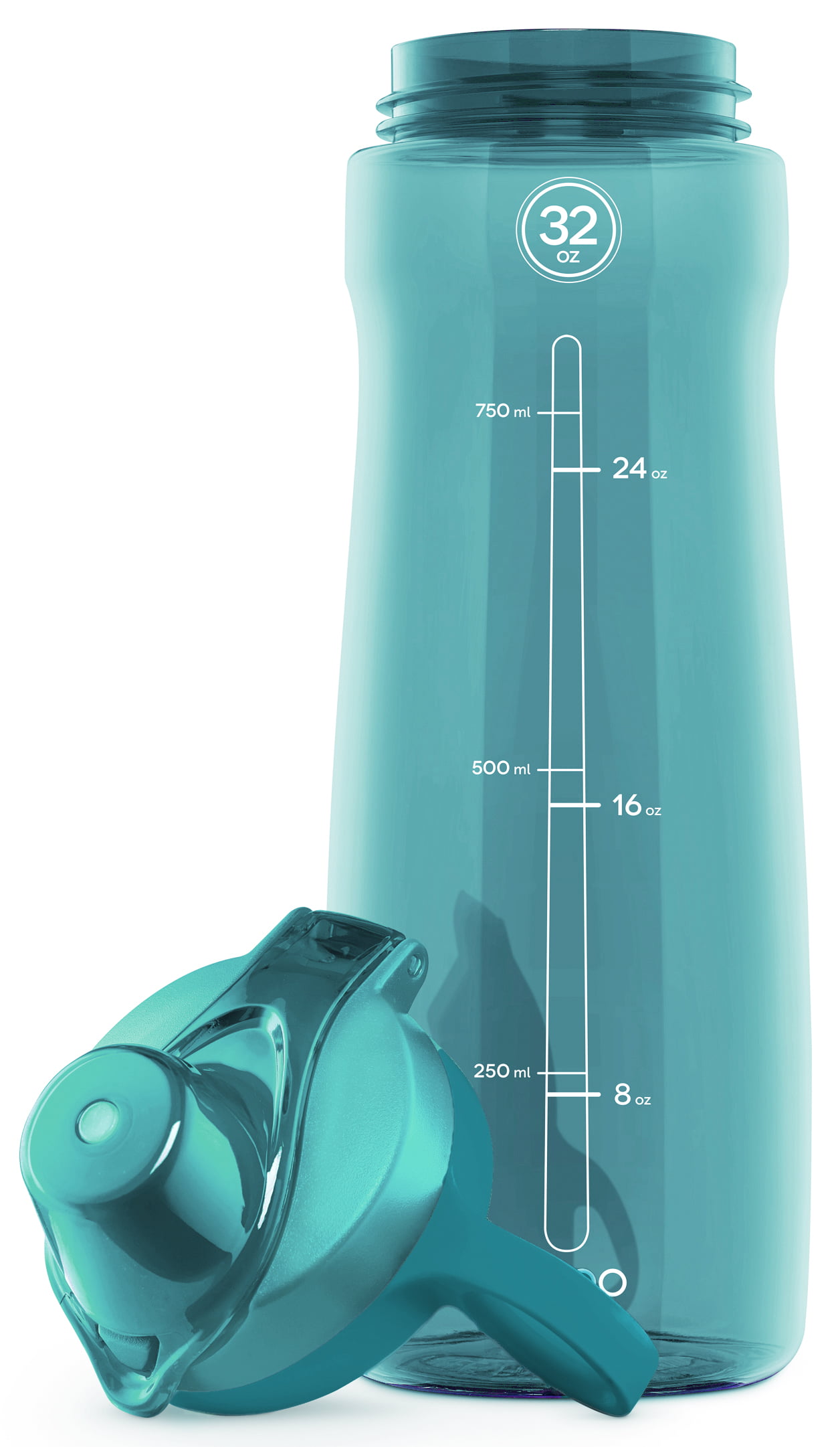 Pogo Sport BPA-Free Tritan Plastic Water Bottle with Chug Lid, 32 oz,  2-Pack (Blue/Gray)
