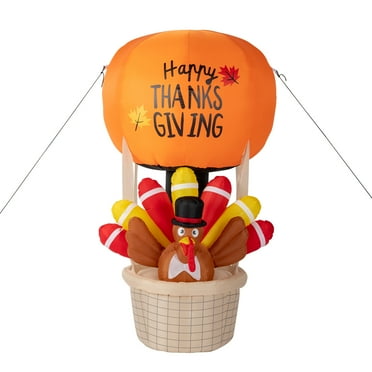 UBesGoo 6Ft Thanksgiving Inflatables Turkey with Hot Air Balloon Decoration ,5 Lights