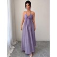 thumbnail image 6 of Solid Color Tie-Up Backless Maxi A-Line Dress Women's Summer Sundress One Piece Long Dress, 6 of 10