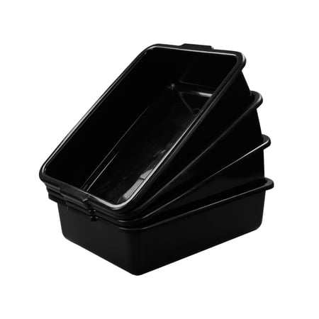 Pekky 32 L Commercial Bus Tub, Large Plastic Bus Box, Black, 4 Pack