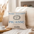 thumbnail image 3 of Ethan Taylor Animals Throw Pillow Soft Cushion Cover 'Animals Blue Picacco Peinture Dessin D'Antibes Felines Lion' Bohemian Pattern Decorative Square Accent Pillow Case, 20x20 Inches, Blue, Beige, 3 of 5