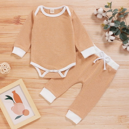 

Tejiojio Girls and Toddlers Soft Cotton Clearance Toddler Baby Boys Girls Long Sleeve Solid Romper Bodysuit+Pants Outfits