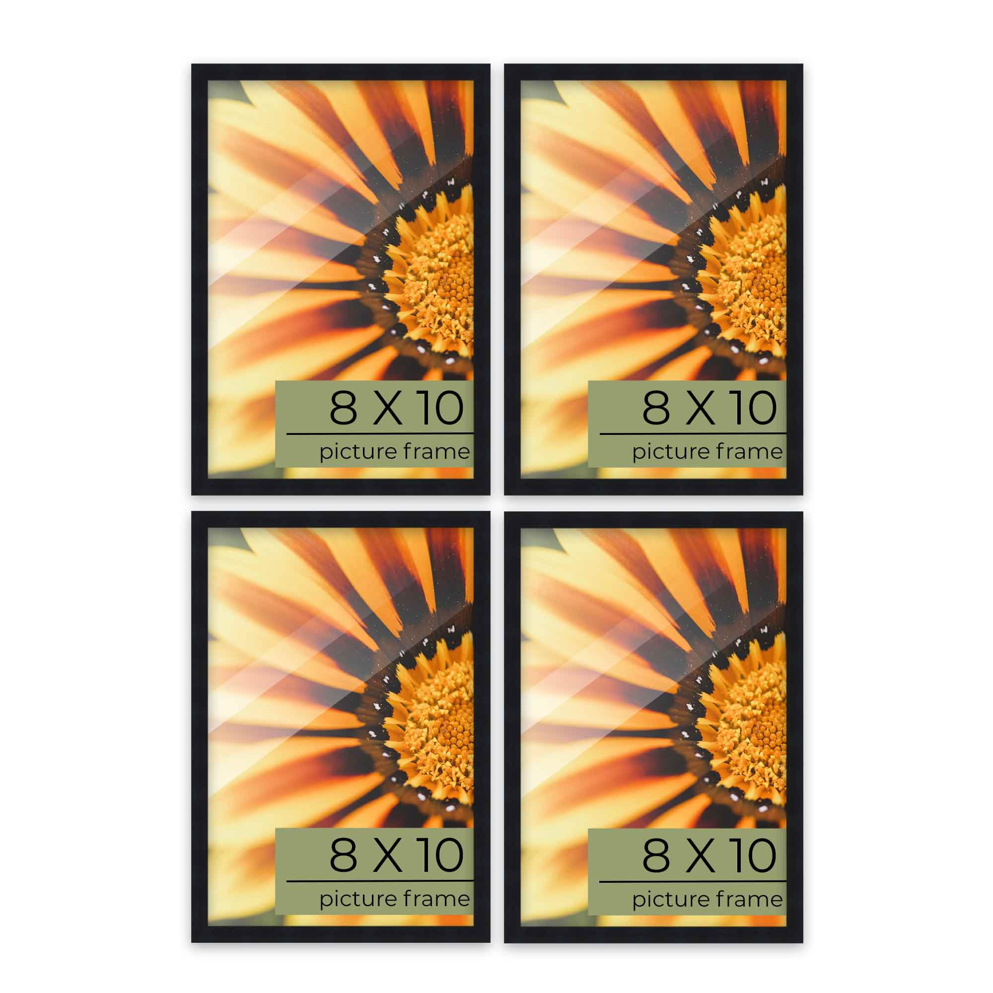 8x10 Picture Frame Set of 4 Black Wood Picture Frames for Gallery Wall