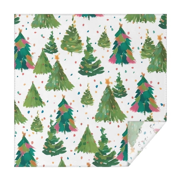 White Christmas Watercolor Tree Pattern Square Tablecloth,Waterproof Square Table Cover,Wipeable Spillproof Washable Table Cover for Home Kitchen Party Decor 42"X42"(107x107cm)