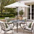 thumbnail image 2 of Round Outdoor Tablecloth with Umbrella Hole and Zipper, Grey Palm Leaves Tablecloth with Elastic Waterproof, Summer Botanical Tropical Leaf Patio Table Covers for 55" - 60" Picnic Pool Tables, 2 of 9