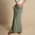 thumbnail image 2 of Linen Maxi Skirts for Women Trendy Summer Comfy Drawstring Waist A Line Skirts Cute Vacation Boho Long Flowy Skirts Army Green M, 2 of 6