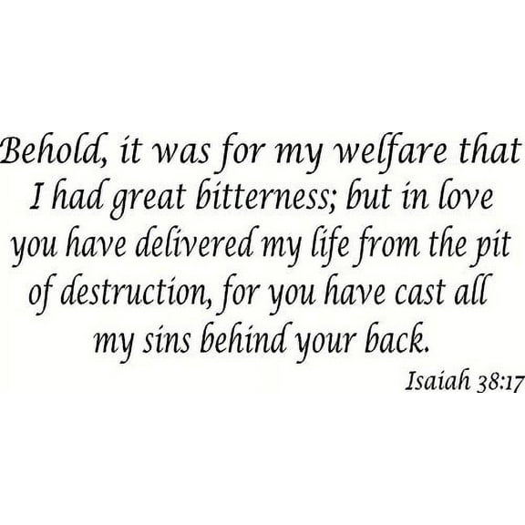 Isaiah 38:17 Bible Verse Wall Decal, Our Inspirational Christian Scripture Wall Arts Are Made in the Usa.