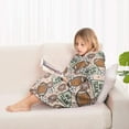 thumbnail image 4 of Light Pink Football and Flowers Pattern Blanket Hoodies for Kids 6-13YR Oversize Wearable Blanket Hoodies for Boys Girls Teens, 4 of 7
