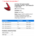 thumbnail image 2 of Left Outer Tail Light Assembly - Compatible with 2017 - 2019 Honda CR-V Sport Utility 2018, 2 of 2