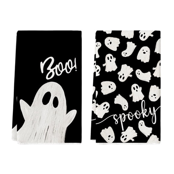 Sm:)e Boo Ghost Halloween Kitchen Dish Towels Set of 2, 18x26 Inch