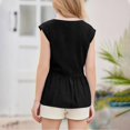 thumbnail image 6 of Cethrio Girls T-Shirts 2025, Pleated Casual Crewneck Summer Sleeveless Tops Black Size 12-13 T, 6 of 6