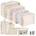 thumbnail image 1 of 9Pcs Storage Bags Set Multifunctional Tidy Suitcase Organizer Bag Organizers Large Cosmetic Toiletries Pouch Wardrobe Vacation Compression Suitcase Beige, 1 of 7