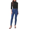 thumbnail image 2 of INSPIRAR CHIC Blusa Metálica Rayada Brillante con Manga 3/4 para Mujeres Fiesta Talla XS Negra, 2 of 6