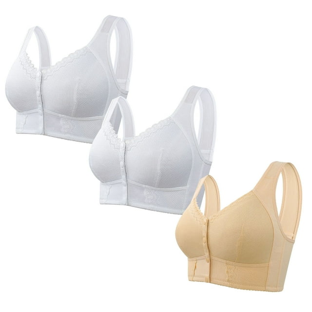 cfhntfmh 3pc Front Closure Bras for Women Mid Support Plus Size Bras Thin Wireless Bras Full Coverage T-Shirt Bralettes