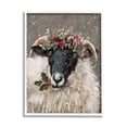 thumbnail image 4 of Stupell Industries Holiday Berries Farmhouse Sheep Holiday Painting White Framed Art Print Wall Art, 4 of 5