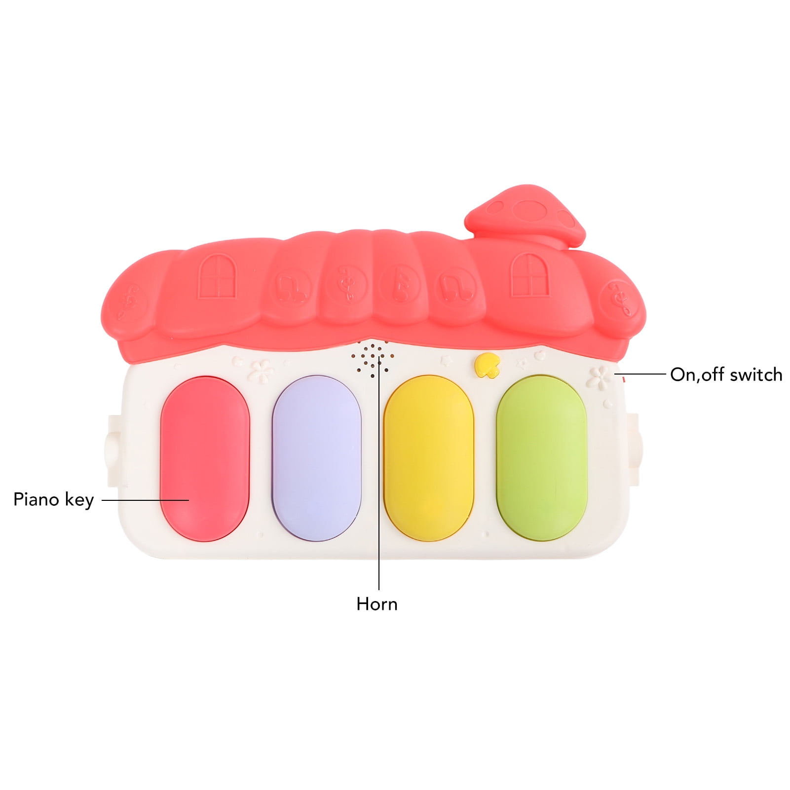 Riousery Baby Gym Playmat Piano Improve Motor Skill Sensory Stimulation Learning Light Musical Kick Play Piano Mat Red (13.78 inches / 35 cm)