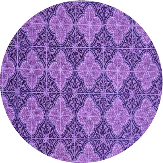 Ahgly Company Indoor Round Patterned Purple Amethyst Purple Area Rugs, 6' Round