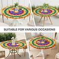 thumbnail image 7 of Colorful Tie Dye Layered Mandala Round Fitted Tablecloth with Elastic Edge,Dining Table Cover Waterproof,Outdoor Round Tablecloth for Camping,Dining,Indoor and Outdoor, 7 of 7