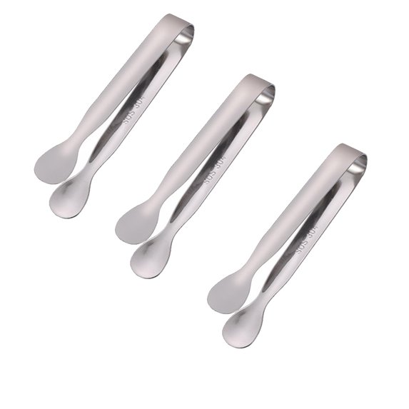 3Pack 304 Stainless Steel Mini Sugar Cube Clip Gold-plated Round Head Small Ice Clip Hot Towel Sugar Clip Hotel/Household Supplies, Lightweight, Ergonomic U-shaped Handle, Easy to Clamp