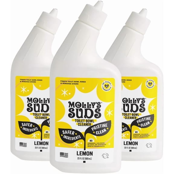 Toilet Bowl Cleaner (Non-Bleach) | 98% Plant-Based Gel Formula Freshens, Removes Stains and Deodorizes | Lemon Scent - 23 Fl Oz (Pack of 3)