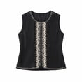 thumbnail image 7 of CQONEPT Women's Linen Embroidered Tank Tops Casual Sleeveless Crew Neck Blouse Vintage Boho Loose Summer Beach Casual Shirts Black XXL, 7 of 7