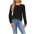 thumbnail image 1 of Yuyuzo 2025 Tunic Tops for Women Rufffle Long Sleeve Round Neck Solid Color Shirts Fall Solid Color Tops, 1 of 6