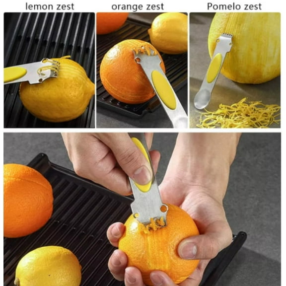 3-in-1 Lemon Zester Grater – Stainless Steel Citrus Kitchen Tool with Peeler & Channel Knife for Efficient Zesting & Slicing TIKA
