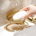 thumbnail image 5 of Self-Draining Soap Dish with Gold Metal Holder | 45° Angled Design for Quick Drying | Non-Porous Plastic for Easy Cleaning | Multipurpose for Bathroom Kitchen Sink Shower Bathtub, 5 of 6