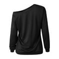 thumbnail image 4 of Uhndy Women's One Shoulder Long Sleeve Loose Casual Plain Sweatshirt-LQ, 4 of 4