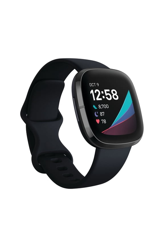 Restored Fitbit Sense Fitness Smartwatch (WiFi) Graphite Stainless Steel (Refurbished)