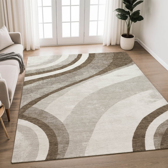 Addison Rugs Chantille Indoor/Outdoor Transitional Swirls Brown Machine Washable Rectangle Rug, 10' x 14'