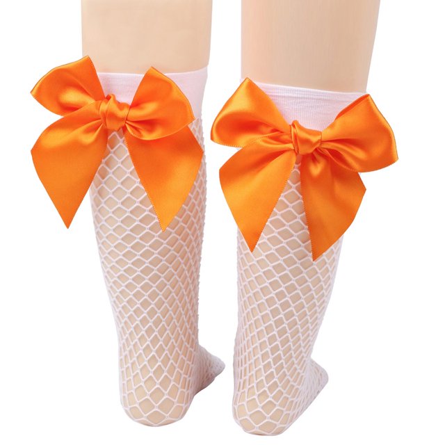 Chaussettes Résille pour Femmes Chaussettes Hautes en Maille Bas de Mode avec Noeud en Satin