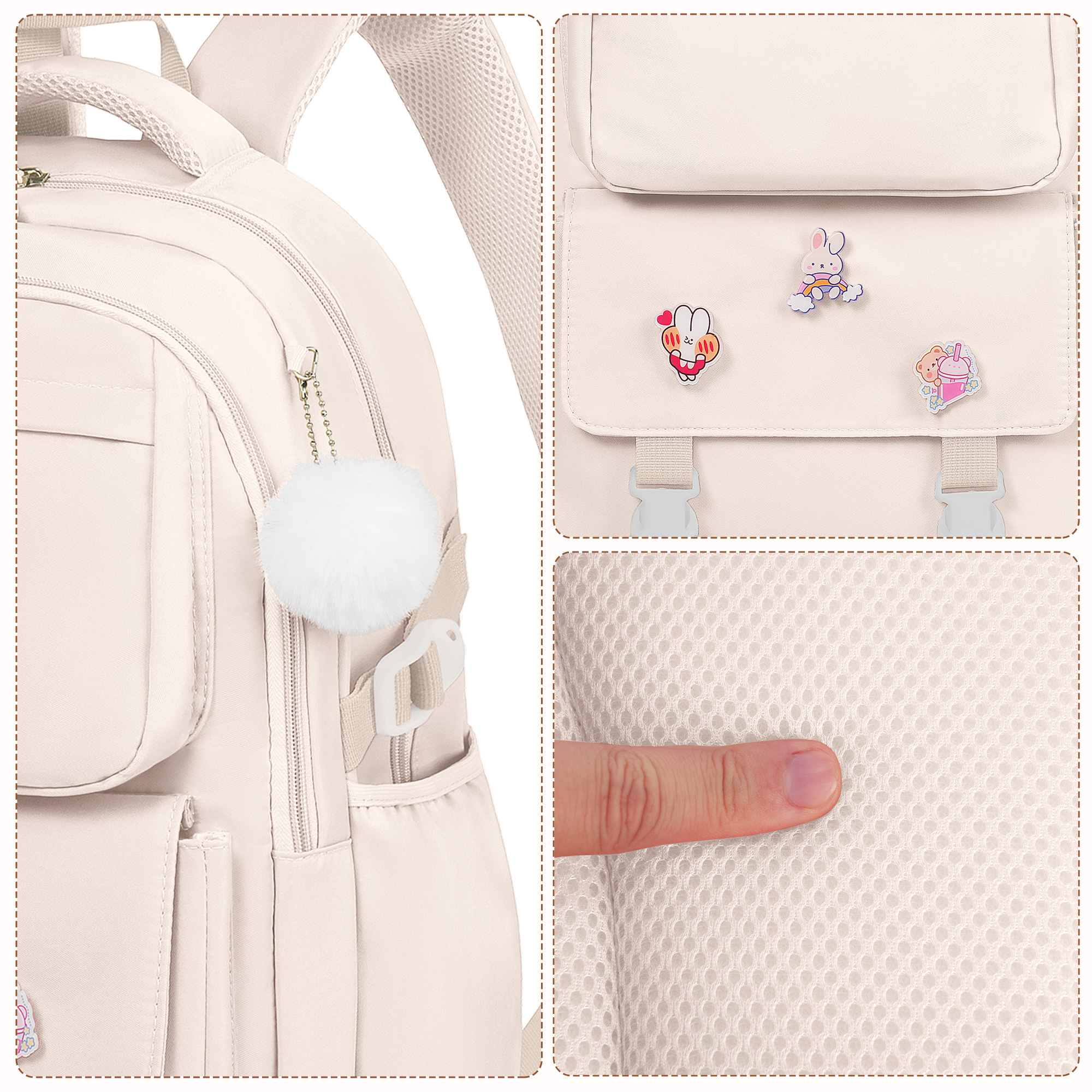 Mochila escolar para niñas, universidad, secundaria, gran capacidad, ligera, impermeable, para adolescentes y estudiantes 5