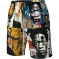 thumbnail image 5 of Jean Michel Basquiat Men's Beach Shorts Quick Dry Athletic Workout Swim Shorts Elastic Waist Drawstring Summer Shorts, 5 of 5