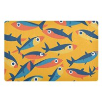Yayeee Doormat for Indoor Entrance 32" x 20" Non Slippery Floor Rug, Yellow Sardines Pattern