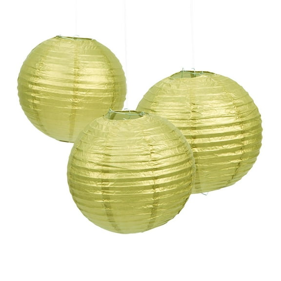 Gold Hanging Paper Lanterns, Wedding, Prom, Anniversary, Birthday, Bachelorette, Party Decor & Supplies, 6 Pieces