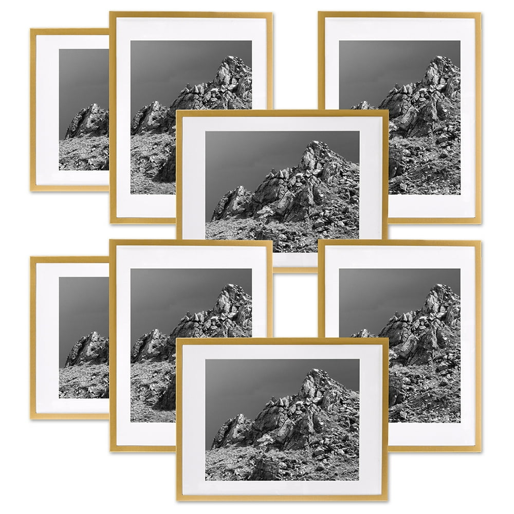 Koyal Wholesale Gold Gallery Wall Frames with White Mats, (5" x 7